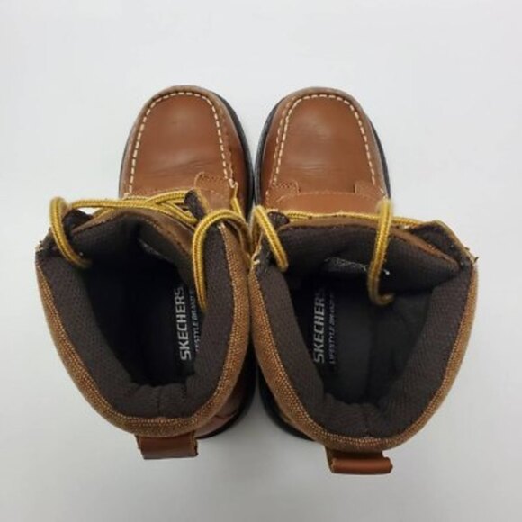 Skechers SKX Kids Adventure Brown Leather Lace Up Boots Size 1.5 - Picture 7 of 11